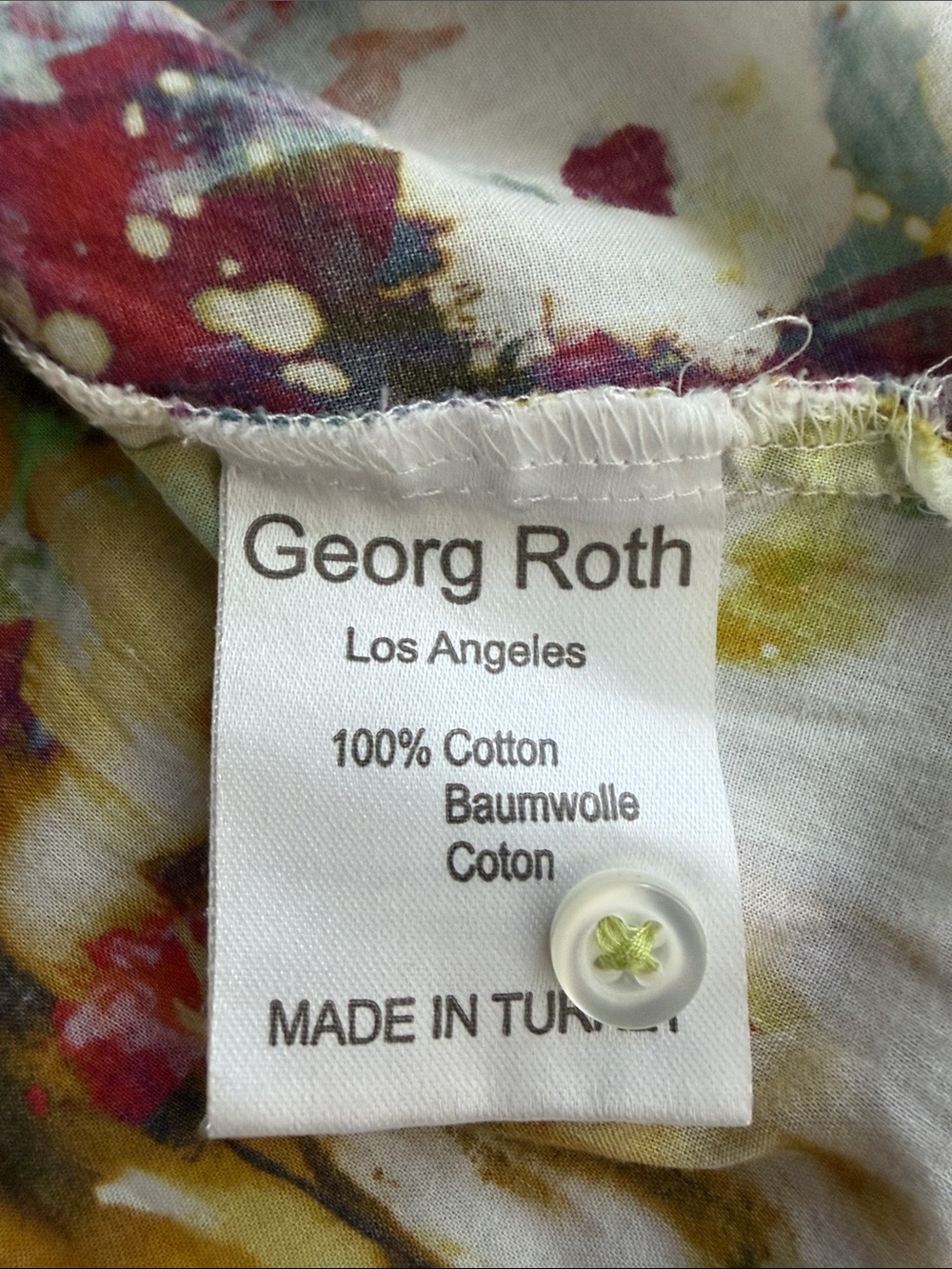 Georg Roth Los Angeles Watercolor Floral Cotton Tunic Top M Artsy Boho - Picture 7 of 8